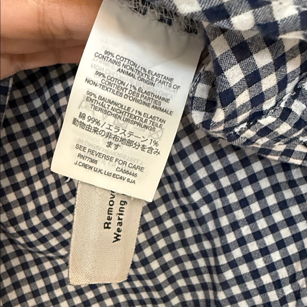 J.Crew Blue White Gingham Popover Button Shirt - Picture 5 of 8